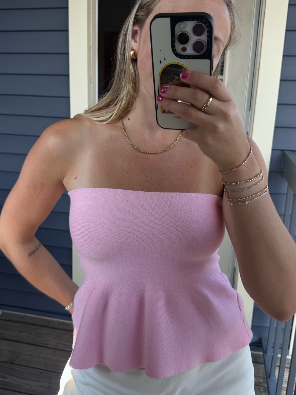 Strapless Pink Peplum Tube Top